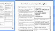 Year 1 Maths Assessment Targets Colouring Sheet