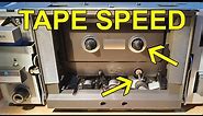 What does a cassette capstan do and what causes tapes to play fast?