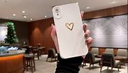 Teageo Compatible with iPhone Xr Case 6.1 inch for Women Girls, Cute Luxury Love Heart [Soft Anti-Scratch Full Camera Lens Protective Cover] Silicone Girly Shockproof Phone Case for iPhone Xr-Brown