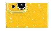 Hython Case for iPhone 15 Case Glitter Cute Sparkly Shiny Bling Sparkle Phone Cases 6.1", Thin Slim Fit Soft TPU Bumper Shockproof Rubber Protective Cover for Women Girls Girly, Bright Yellow