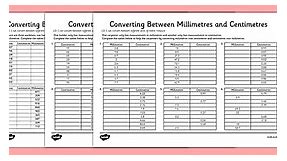 Converting Centimetres, Metres and Millimetres Worksheet