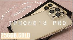 🍎 iPhone 13 Pro, 256gb Gold // unboxing + accessories (aesthetic)