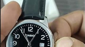 Casio MTP V002L 1B Black Leather Men's Analog Watch