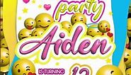 Emoji animated video invitation, emoticons, smileys, birthday party