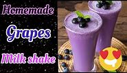 homemade grape milk shake//how to make grapes milk shake// grape juice