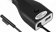 Surface Pro Car Charger, 42W 12V 2.58A Power Supply for Microsoft Surface Pro 3 Pro 4 Pro 5 Pro 6 Surface Go Surface Laptop & Surface Book with 5V 2.1A USB Fast Charging Port