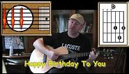 Happy Birthday To You - Acoustic Guitar Lesson - (easy)
