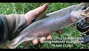 Trout Fishing The Little Lehigh Creek, In the Lehigh Parkway Allentown Pa, May 27, 2021