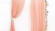 FOTSHARER Peach Chiffon Fabric Curtains 29x120 Inches 2 Panels Light Peach Wedding Arch Draping Fabric for Bridal Wedding Chiffon Curtain Drapes for Backdrop Tulle Wedding Curtains for Church Party