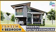 Modern Split Level House | 7.5 x 11 meters| 4 Bedroom with Swimming Pool
