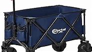 Portal Collapsible Folding Utility Wagon, Foldable Wagon Carts Heavy Duty, Large Capacity Beach Wagon with All Terrain Wheels, Outdoor Portable Wagon for Camping, Garden, Shopping, Groceries, Blue