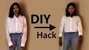 How to Make a Baggy Button-Up Shirt Fitted without Sewing | DIY No-Sew Fashion Hack