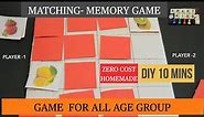 Matching- Memory game for kids and all ages| DIY GAMES| Easy games to make at home| Strategy game