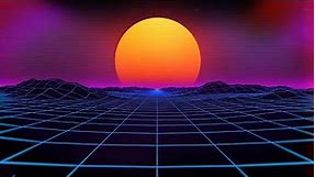 80's NEON SUNSET - RETRO SYNTH ROAD Background Screensaver - 1 hour