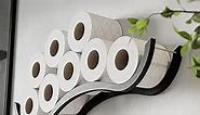 Wood Toilet Paper Holder roll Storage Shelf Wooden Holder for Toilet Paper - Wave (Black)
