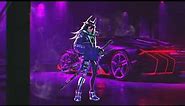Samurai Anime Girl Neon Cyberpunk Car Live Wallpaper PC 4K