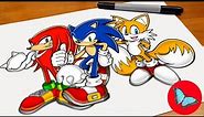 Drawing Sonic, Knuckles and Tails From Sonic The Hedgehog 2