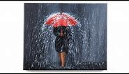 Girl Walking in the Rain | Rain Acrylic Painting | painting for beginners