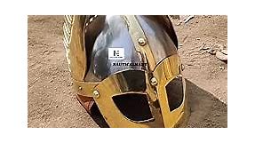 Medieval Mask Viking Helmet Replica Armor Warrior Helmet Norman Nasal King Helmet Winged Gladiator Armour with Eye Mask LARP Replica Halloween Costume
