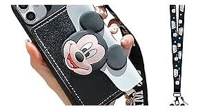 Ayvision for iPhone 13 Case,Soft TPU Mickey Minnie Mouse Cute Cartoon Protective Phone Case Cover for iPhone 13 6.1 inch with Rope Minnie Mouse Women Girls Kids Phone Case Black