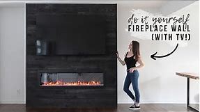 DIY FIREPLACE WALL WITH TV // ENTERTAINMENT CENTER!