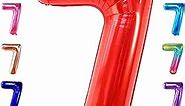 Giant, Red Number 7 Balloon - 40 Inch | Red 7 Balloon Number, 7th Birthday Decorations for Boys | 7 Birthday Balloon, Number 7 Balloons for Birthdays | Red Seven Balloon Number, 7 Year Old Balloon Boy