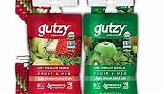 Gutzy Organic Gut Healthy Smoothie Snack Pouches - Fruit & Veg Energy 32 Pouch Variety Pack- Organic, Prebiotics, Plant Based, Gluten Free, Vegan Snacks