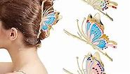 Butterfly Hair Claw Clips for Women, 3Pcs Large Strong Metal Cute Hair Clips Butterfly Claw Clips for Women Thick Hair