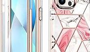 Stylish Bumper Case Designed for iPhone 13 Pro Max, Pink Marble iPhone 13 Pro Max Case for Women Girls Boys Full-Body Protective Case Cover with Built-in Screen Protector