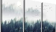 3 Piece Canvas Wall Art for Living Room Wall Decorations for Bedroom Office Wall decor Foggy forest Trees Landscape painting Stretched and Framed Ready to Hang pictures Home Decor 12"x16"x3 Panels