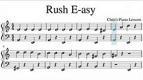 Rush E - Very Simplified - Easy Piano Sheet Music With Note Letters - Slow Version