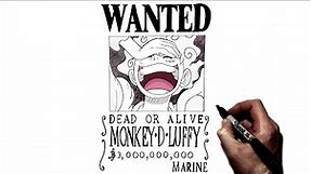 How to Draw Luffy (Wanted Poster) | Step By Step | One Piece
