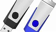 1GB USB 2.0 Flash Drive 2 Pack Wooolken Thumb Drives Jump Pen Drive Memory Stick with LED Light and Lanyards for Storage and Backup(1G, 2 Colors: Black Blue)