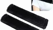 Amooca Soft Faux Fur Universal Fit Seatbelt Cover Car Truck SUV Airplane Seat Belt Shoulder Pad for Carmera Backpack Straps Neck Cushion Protector 2 Pack Black