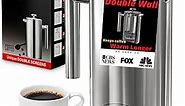 French Press Coffee Maker (1L)-Double Walled Large Coffee Press with 2 Free Filters-Enjoy Granule-Free Coffee Guaranteed, Stylish Rust Free Kitchen Accessory-Stainless Steel French Press