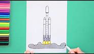 How to draw SpaceX rocket launch (Falcon Heavy)