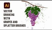 How I draw a Grapes Image with Brushes in Adobe Illustrator