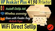 HP DeskJet Plus 4130 Printer, Unbox, SetUp, WiFi Direct SetUp, Scanning Multiple Pages !!