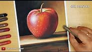Realistic Apple drawing with oil pastels for beginners step by step || Canvas Art