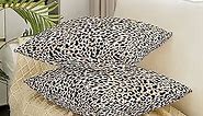 Erosebridal Brown Leopard Print Throw Pillow Covers,Cheetah Pillow Covers for Sofa Bed,Africa Leopard Cushion Cases for Teen Adult,Safari Animal Fur Faux Decorative Pillow Covers Soft,24x24 Set of 2