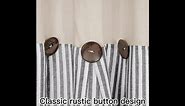 Cotton Linen Farmhouse Kitchen Curtains 36 Inch Boho Rustic Button Tier Curtains Natural/Sage Green Stripe Color Block Curtain Rod Pocket Small Window Curtain for Cafe Bathroom Bedroom Drapes