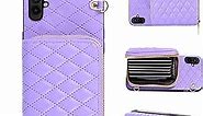 Detachable Crossbody Wallet Case for Samsung Galaxy A04 with Zipper Purse, Multi Card Slots and PU Leather Stand Shockproof Cell Phone Cover for Ao4 A 04 4G Women Purple