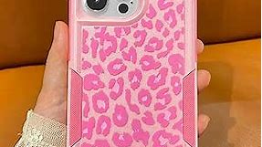 Burmcey for iPhone 13 Pro Max Case Pink Leopard Cheetah Print, Heavy Duty Tough Rugged Full Body Protection Shockproof Protective Women Girls Case for iPhone 13 Pro Max 6.7'' 2021