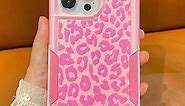 Burmcey for iPhone 13 Pro Max Case Pink Leopard Cheetah Print, Heavy Duty Tough Rugged Full Body Protection Shockproof Protective Women Girls Case for iPhone 13 Pro Max 6.7'' 2021