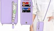 Jaorty iPhone 11 Case for Women with Card Holder, iPhone 11 Phone Case Wallet with Strap,Crossbody Lanyard Cases with Credit Card Slots Kickstand with Ring Holder Stand Case,6.1 Inch,Purple
