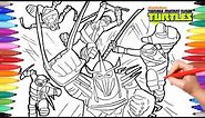 Ninja Turtles Battle Shredder Coloring Pages for Kids | Draw & Color TMNT Coloring Book