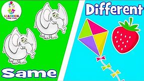 SAME and DIFFERENT for Kids! (Compare and Contrast OPPOSITE Words) | Toddler Learning Videos