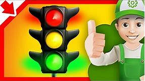 Traffic light for children. Handy Andy cartoon Colors traffic light. Vehicles for children.