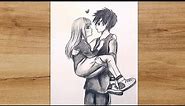 How to Draw an Anime Couple Hugging Easy| Pencil Drawing Tutorial