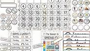 Boho Rainbow Calendar Bulletin Board Set with Seasons, Festival, Weather and Days of The Week for Classroom Home Decoration Supplies